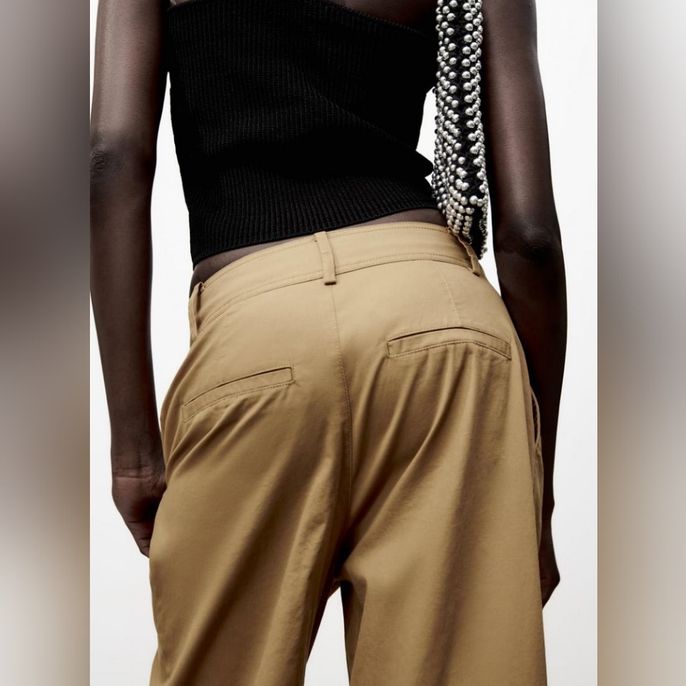 Zara NWT 100% cotton slouchy pants S - Picture 8 of 9